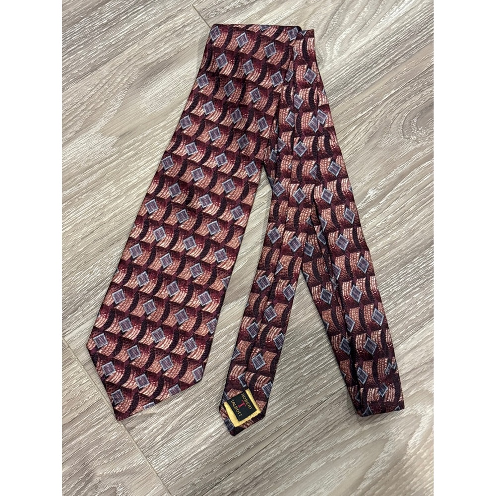 Robert Talbott Best of Class Nordstrom Silk Tie Burgundy Geometric Hand Sewn